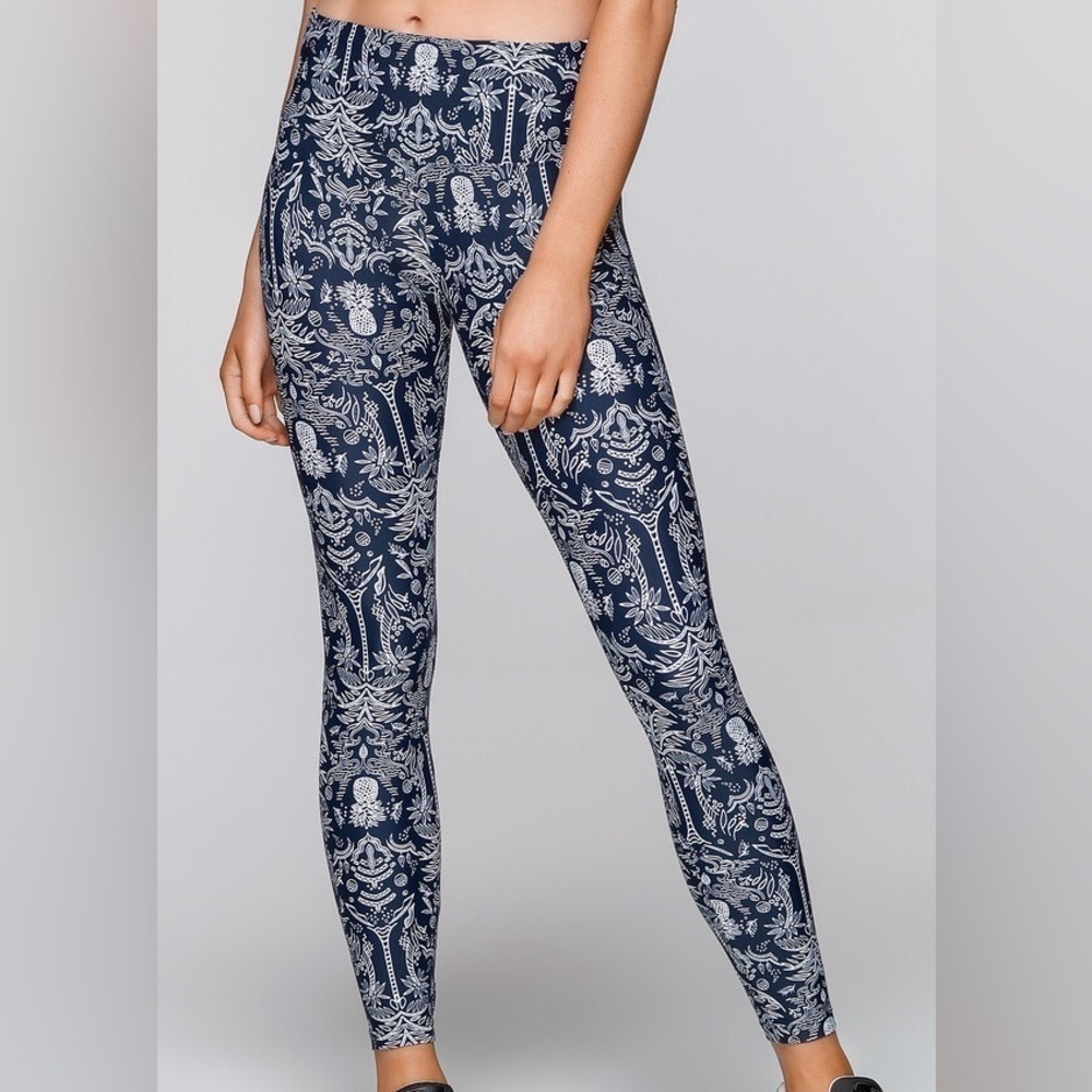 Lorna Jane Cabana Core Full Length Tight Navy/White Size Medium